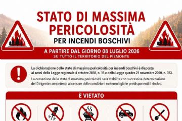 Stato di massima pericolosità per incendi boschivi